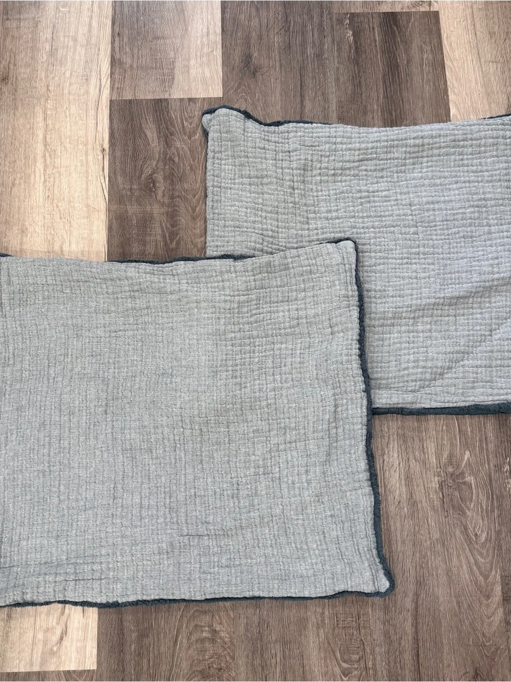 Casaluna Dark Teal Blue Gauzy Pillow Shams Cotton Fringed Edge Zip Closure